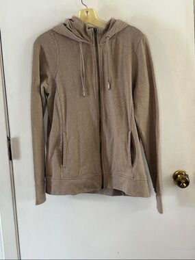 Pact light brown organic cotton full zipper sweatshirt hoodie jacket Size Large